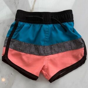 Little Bipsy Boy Swim Shorts - Black, Teal, and Coral